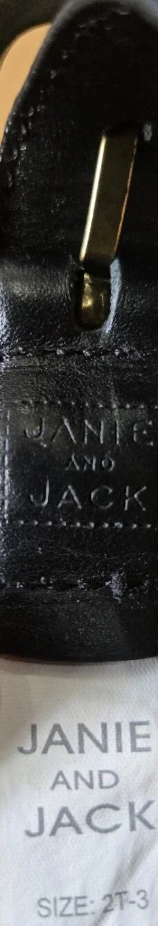 Janie and Jack Black Leather Belt with Size 2T/3T